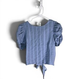 Free People Fairycore Light Blue Eyelet Lace Open Tie Back Crop Top S
